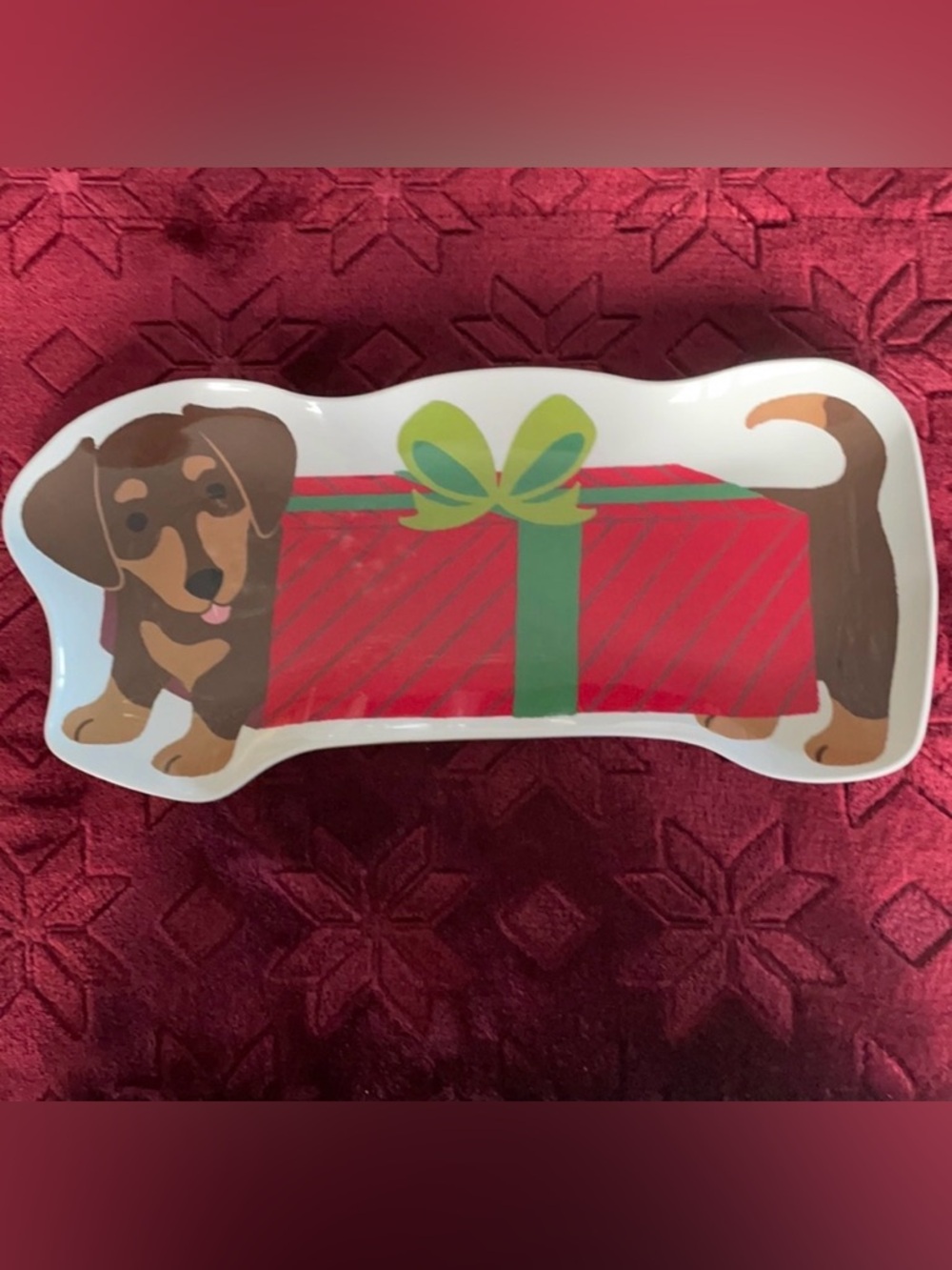 Saint Nicolas Square Merry Merry dachshund tray